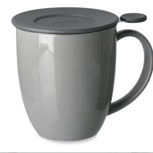 NWT: FORLIFE Gray Brew-in Ceramic-Mug with Infuser & Lid